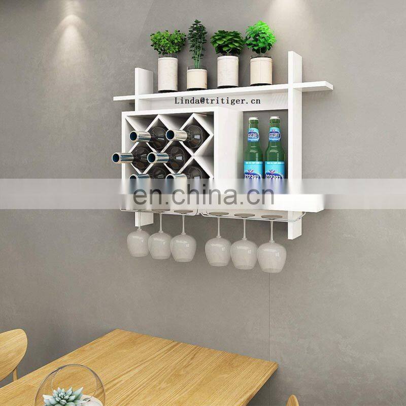 Wholesale cheap price wall mounted wooden display bottle wine rack for home decoration