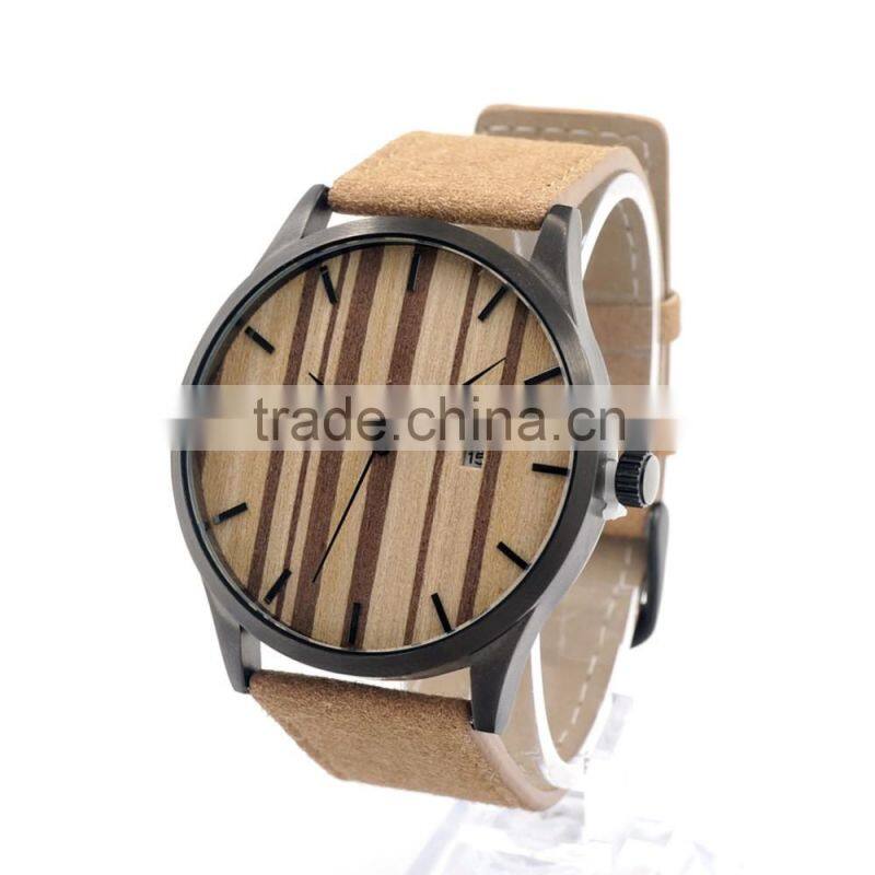 2016 New style leather band smart watch&wooden watch& watches men japanese quartz movement watches