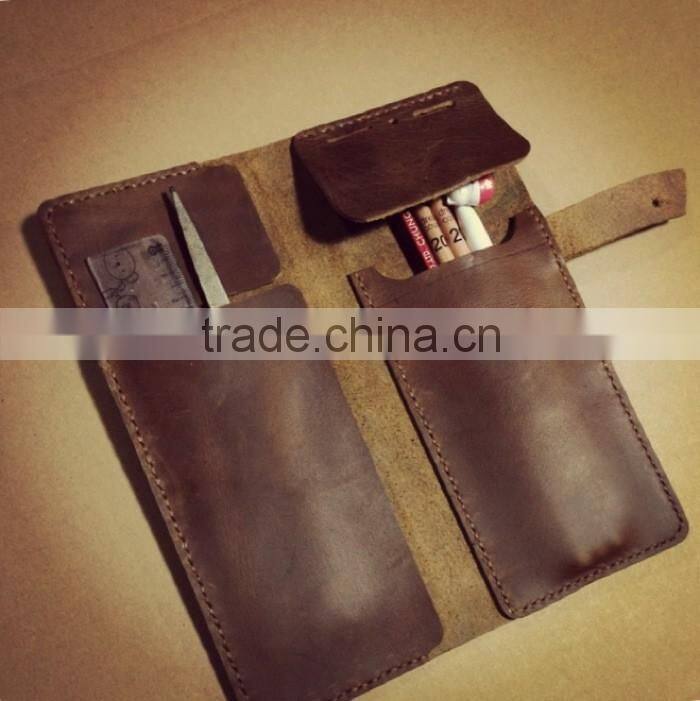 brown real cow leather pen case handmade pen holder organizer wholesale
