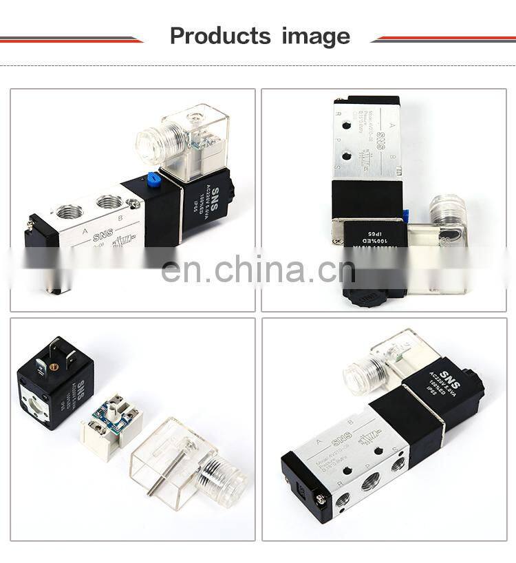 SNS 4V2 series pneumatic 5/2 way solenoid operated directional control valve, 12V/24VDC/220VAC solenoid valve