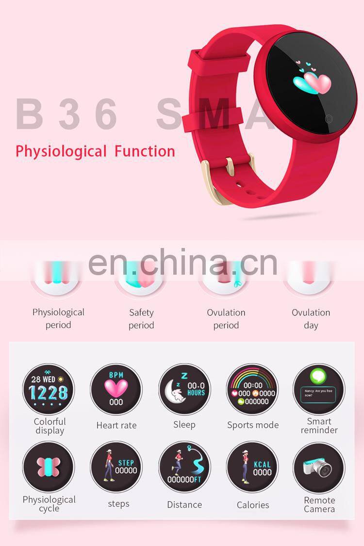 skmei b36 beautiful wrist smart for women sport watch heart rate