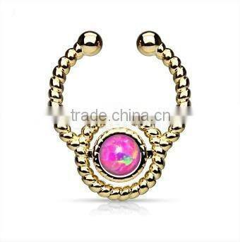 faux opal flax fake septum clicker nose piercing Body Jewelry