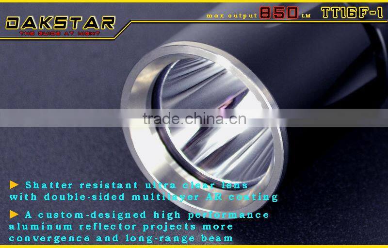 DAKSTAR TT16F-1 XM-L U2 850LM CREE LED 18650 Police Rechargeable Side Switch Stepless Diming Aluminum Tactical SWAT Flashlight