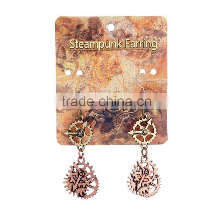 2016 new arrival wheel gear vintage dangle earrings steampunk woman earring
