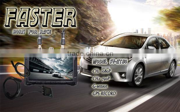 Two channel and two lens 2.7inch screen with GPS and G-sensor racing Car DVR camera