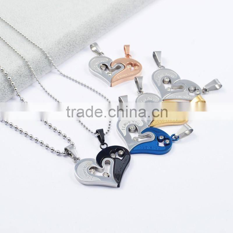 Fashion Jewelry 2016 316l Stainless Steel Jewelry Heart Pendant Necklace Necklaces For Couple