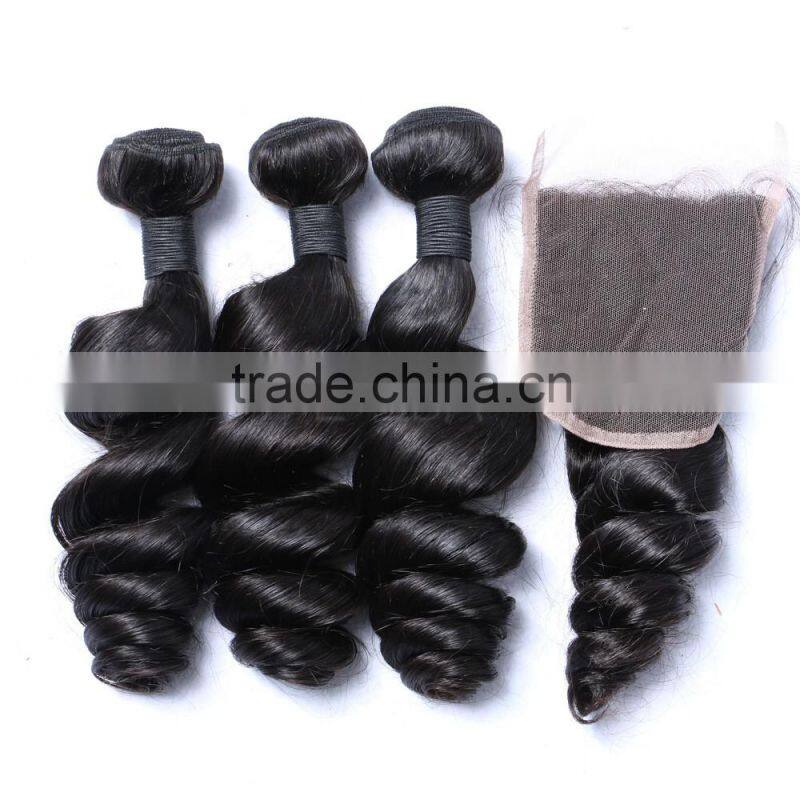Peruvian hair overnight shipping hair with frontal closure loose wave frontal