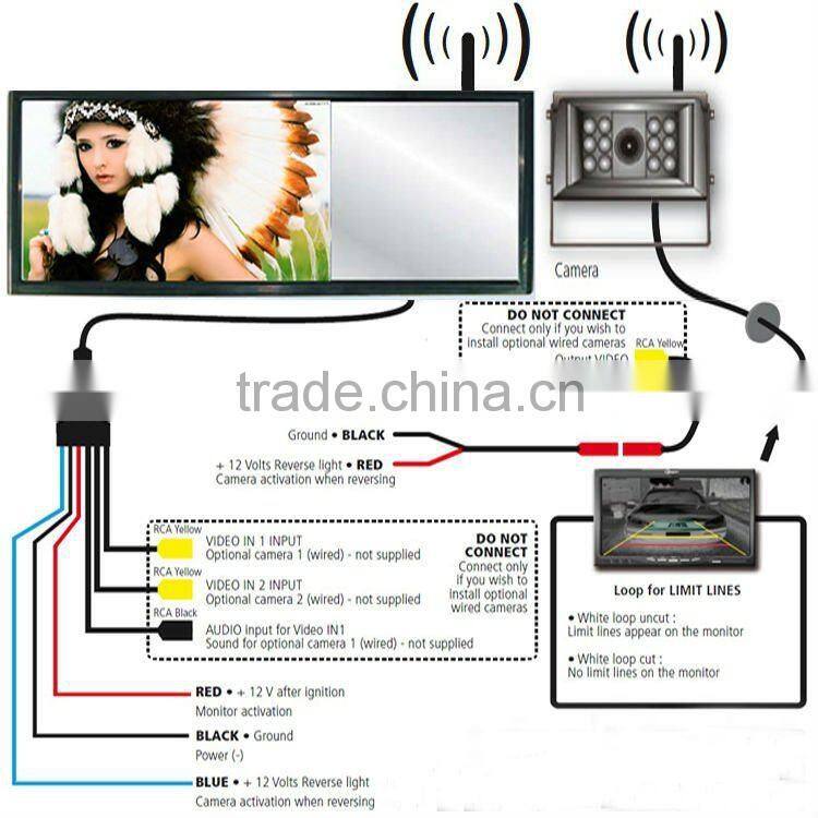 RV-701WS 12V car wireless reversing camera with rearview mirror for sales