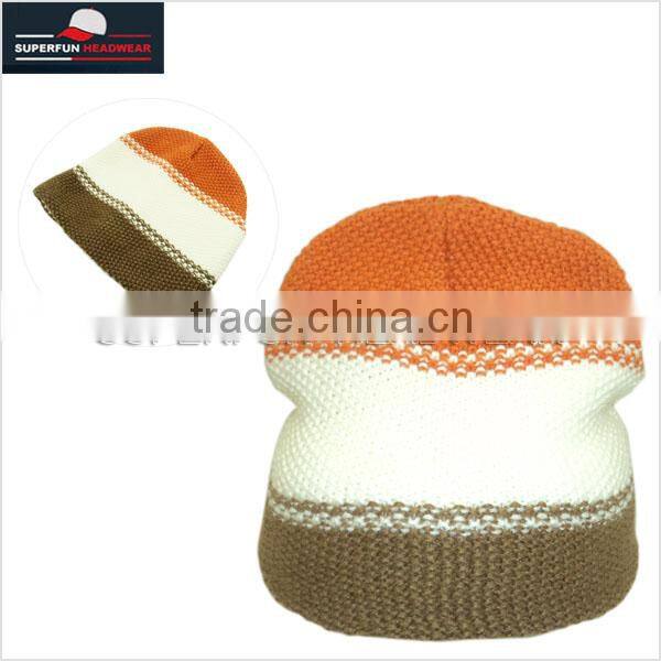 folded preferential knitted dobby winter crochet hats and caps