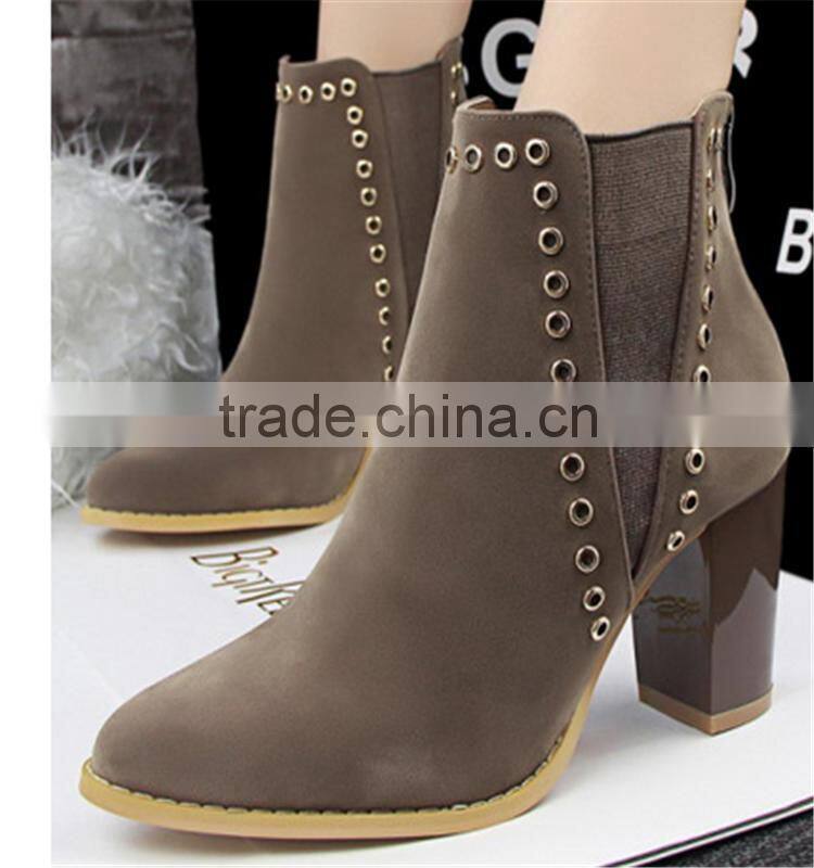 The hottest young girl thick thigh heel rivet germen winter boots