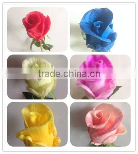 Reasonable price beautiful looking wholesale long stem colorful PU rose bud