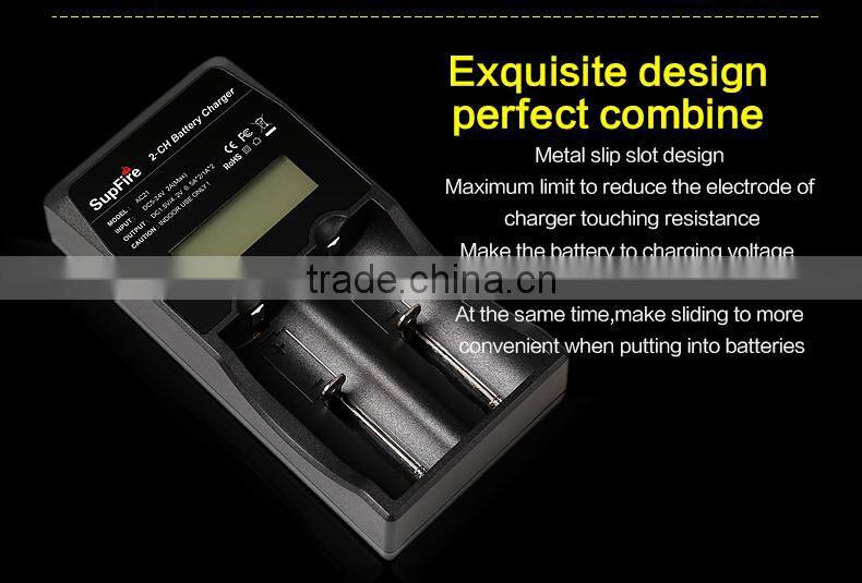 SupFire multifunction two 2*Li-ion battery charger with HD LCD display