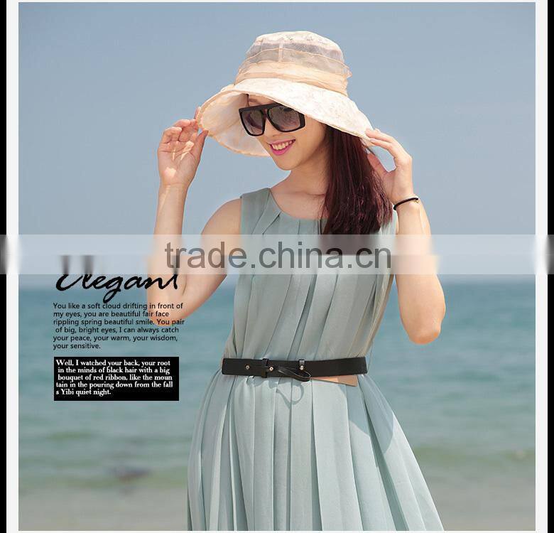 exquisite lace wide brim hat with flower decoration