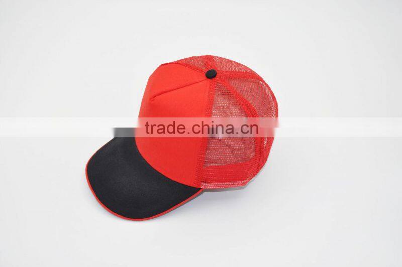 OEM New Fashion Stylish Unisex 5-panel Blank Red Color Custom Promotional Outdoor Sport Baseball Mesh Cap