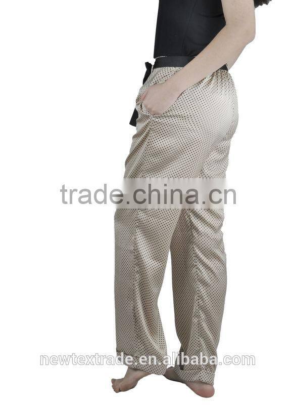 2015 Autumn/Winter family soft printed sleep pants wtih black belts lounge wear