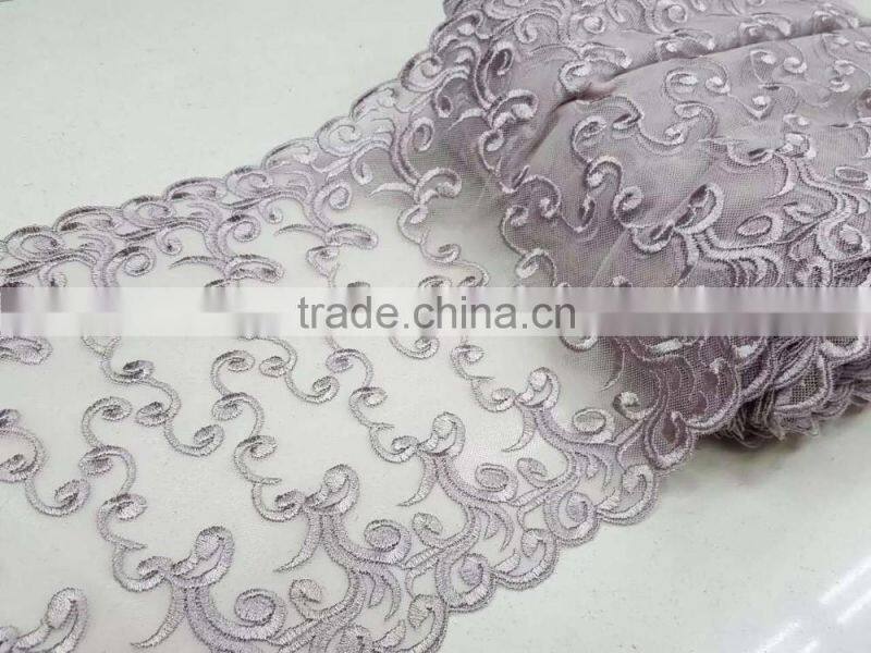 custom chantilly factory price border lace embroidered ribbon tulle lace trims/net lace trims