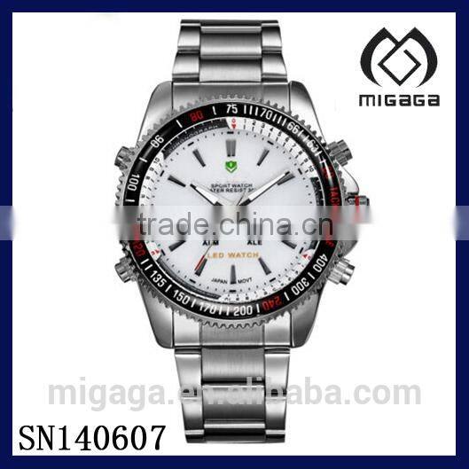 Fashion Alarm LED Water Resistant Sport Watch MEN'S Japan Quartz Battery Watch