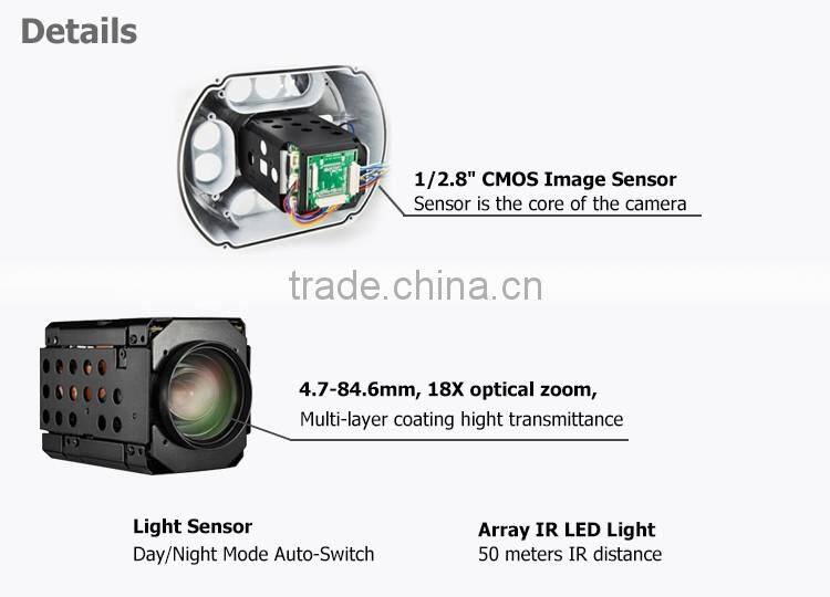 18X optical zoom lens DWR & 3D DNR intelligent ir ip ptz high speed dome camera