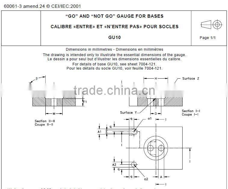 Manufacturing Hotsale IEC60061-3 7006-121-1 GU10 Lamp Cap Go No Go Gauge
