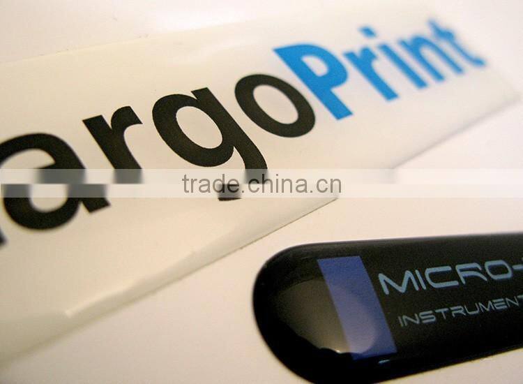 Digitally printed labels applied with resin dome (M-EP312)