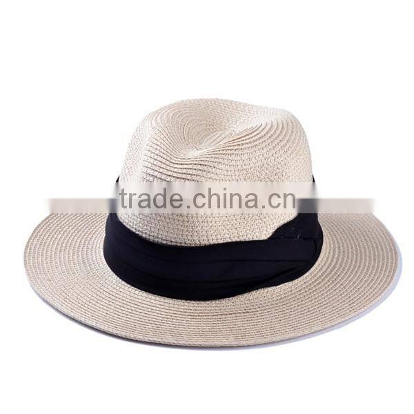 Fashion panama straw hat for women men elegant white fedora hats