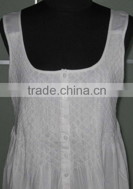 Simple Style White Cotton Nightgown Nightwear