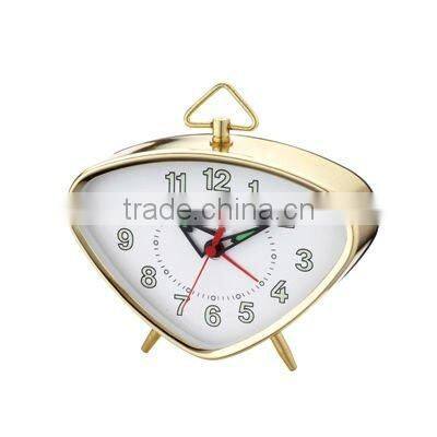 Triangle metal case mechanical alarm clock, decorative clock, table clock