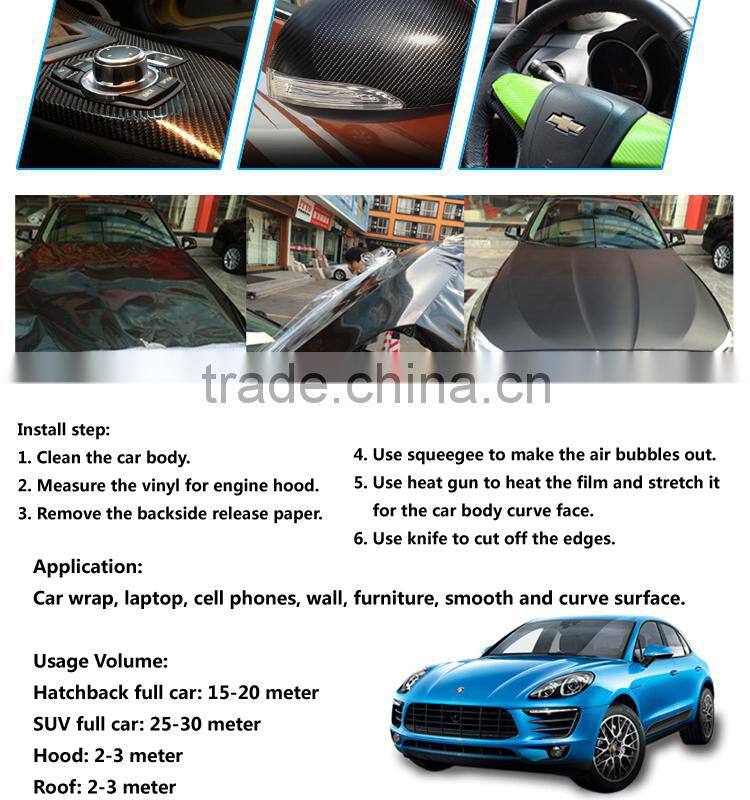 China Guang Zhou Air Free Carbon Fiber 4D Vinyl Car Film