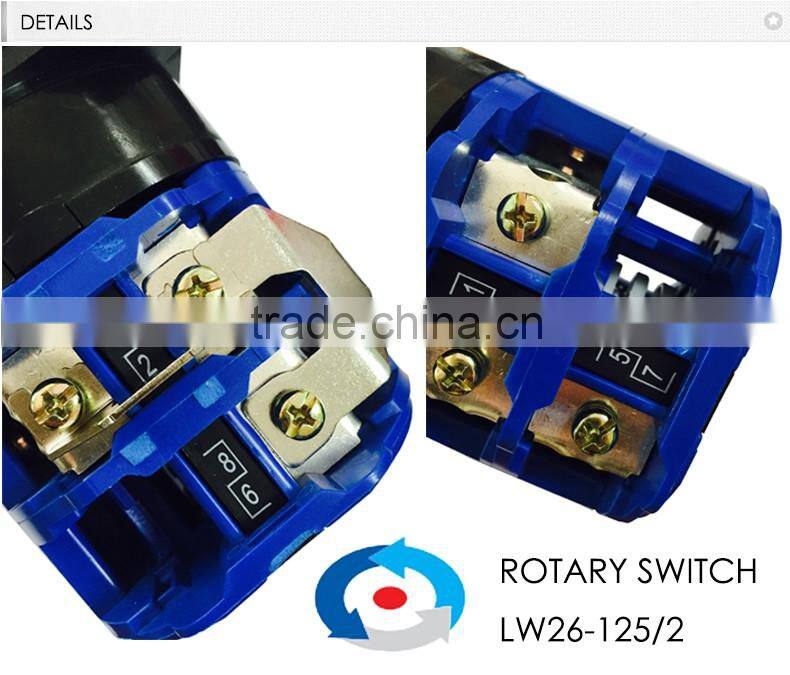 Rotary switch LW26-125/2 special red copper connection straps universal switch two poles 4 position switch changeover switch