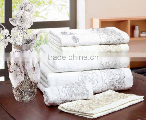 100% cotton zero twist bath towel with lace