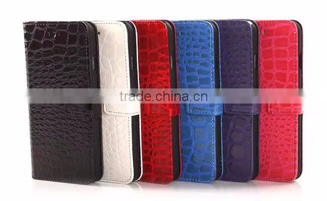 PU leather Crocodile Pattern wallet phone leather case for iphone 6