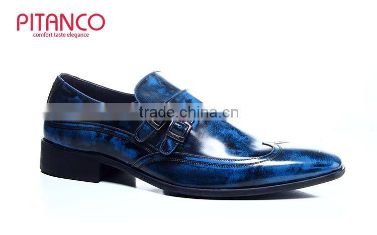 Blue smooth-box leather brogues shoes for men