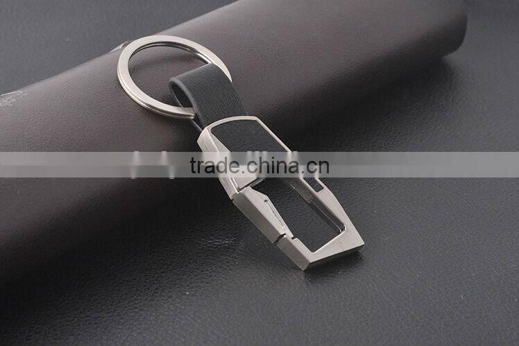 Rectangular leather men business key chain