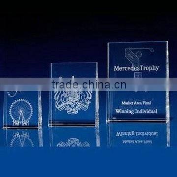 Crystal plaques awards for 3d laser engraving