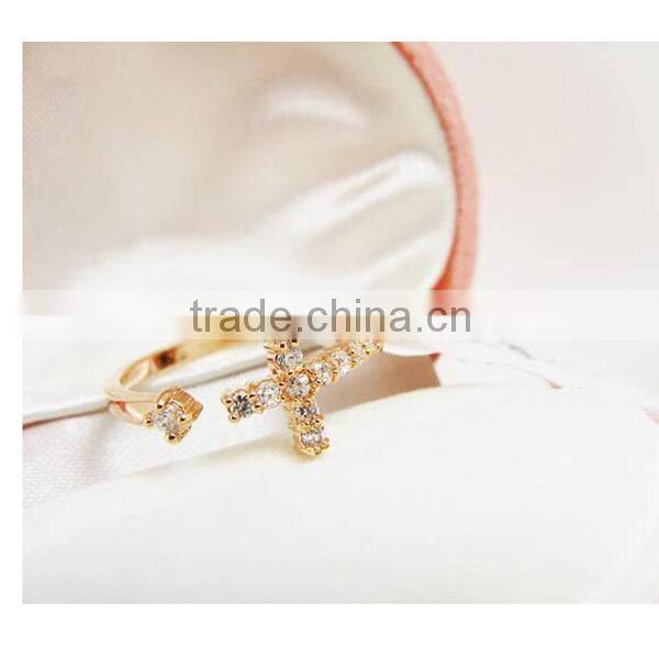 cross diamonds korea simple design finger rings