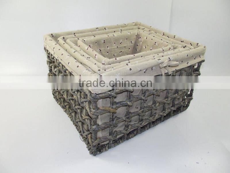 2015 new set of 4 maize husk storage baskets with lining-cheap wicker/rattan baskets
