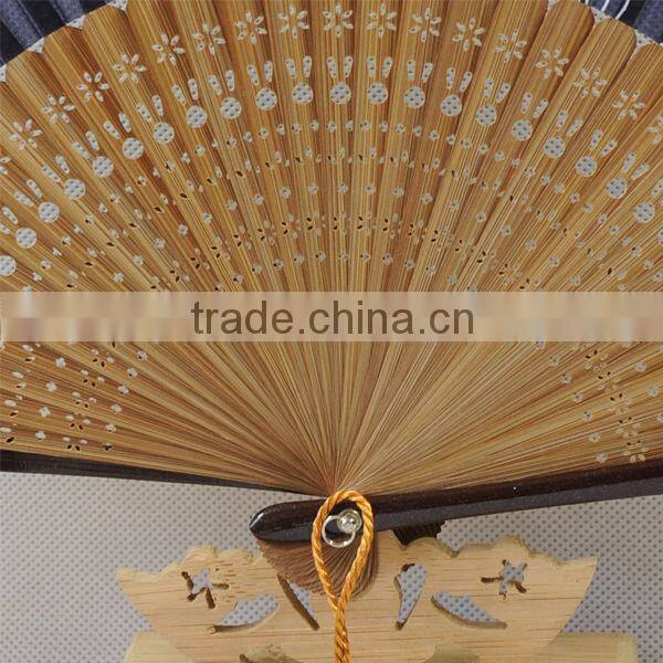 Japanese style silk bamboo fan with butterfly
