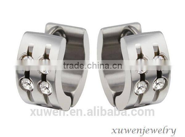 young women stainless steel white stone stud earrings