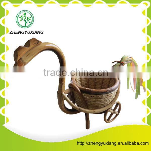 Swan shape with wheels rattan basket