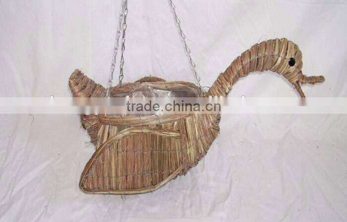 Decrative handmade plant fiber animal shape garden planter