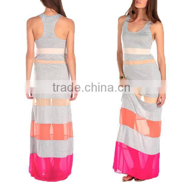 Colorblock Tank Long Beach Maxi Dress L1465