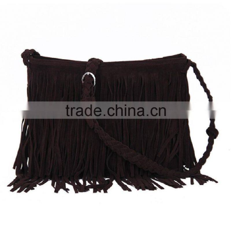 Hot Sale Fashion Women Handbag Tassel Cross Body Women Bag Solid Color Zipper Shoulder Bags Leather Handbags for female