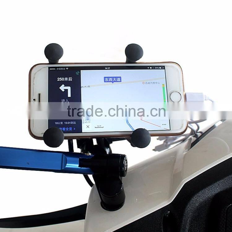 Universal X-Grip Motorcycle Scooter Cell Phone Cradle Holder, 12V USB Car Charger for iPhone Samsung HTC Sony Smart Phones