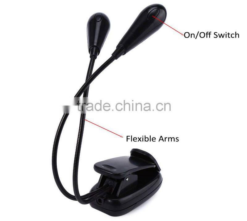 Made In China Colourful 2 Dual Arm Flexible Clip Book reading LED Light.