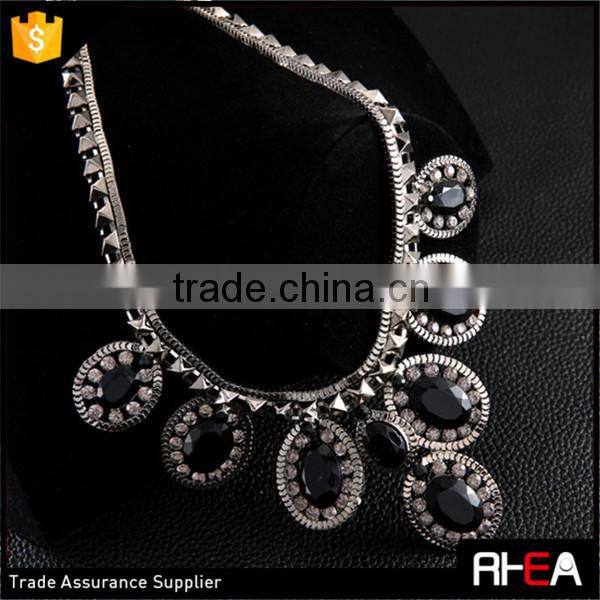2015 Hot Selling Fashion Statement Necklace,Gun Metal Color
