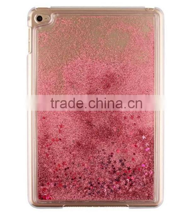 Hard plastic bling bling flowing sand tabet case for ipad mini, for mini ipad 4 cover case sparkling quicksand design