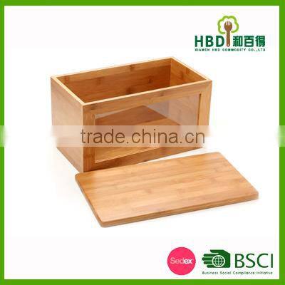 High quality wood bread box,bread box with bread cutting board, bread box