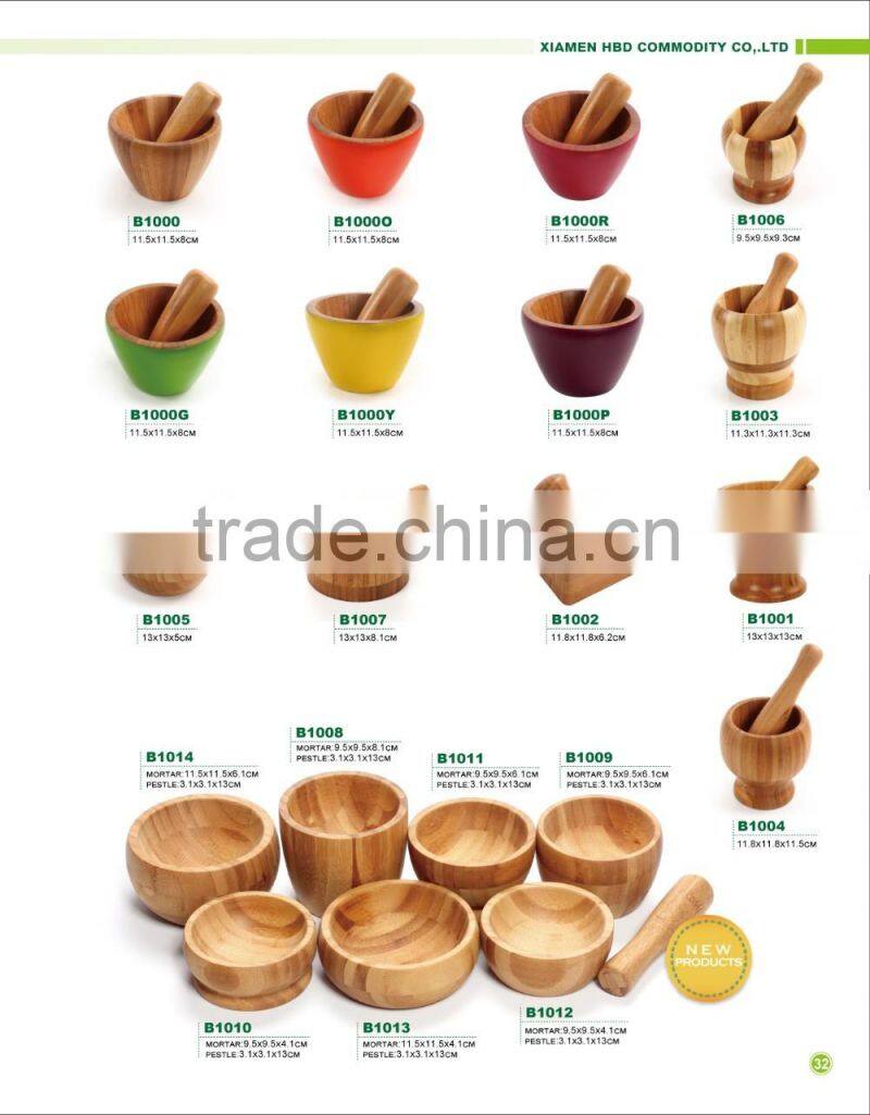 Best selling premium fashion bamboo wooden mortar and pestle set