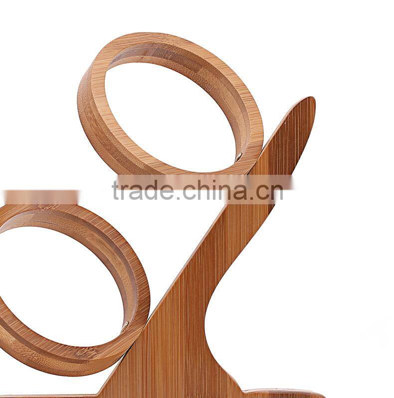 WR011/Natural Solid bamboo wine rack single wooden bottle wine glass holder antique display wine bottle holder