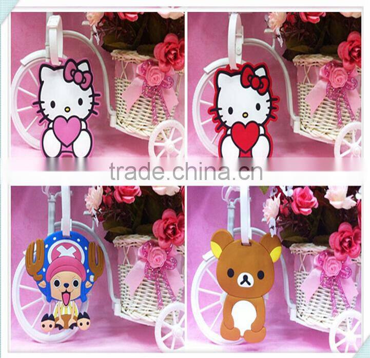 Cartoon Design Trolly Luggage Tag Wholesale/Handbag Soft Pvc Hang Tag Label/Promotional Gift Suitcase Name Tag